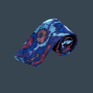 LUomo Italy 100% Silk Multicolor Abstract Floral Pattern Necktie 50.5" Long